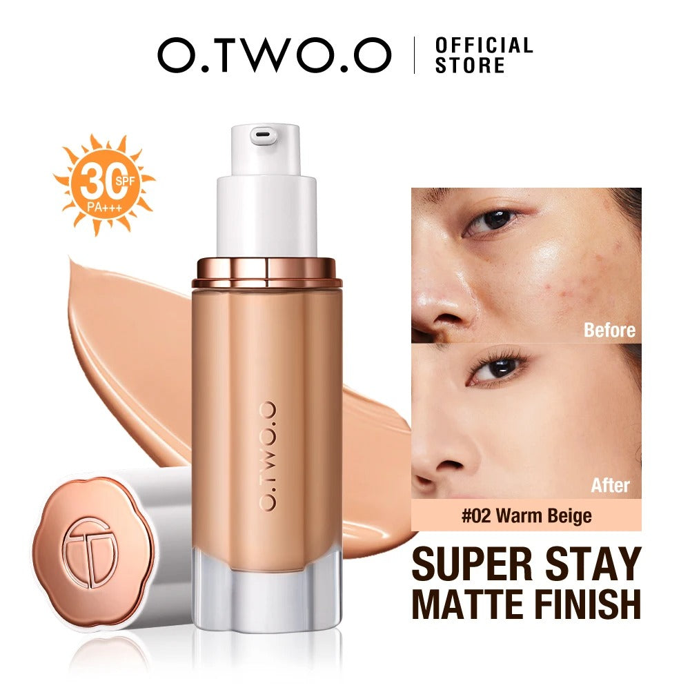 O.TWO.O Liquid Foundation Cream High-coverage Moisturizing Oil-control Non-stick Sunscreen Waterproof Concealer Face Makeup